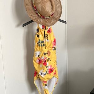 Yellow Floral swimsuit.